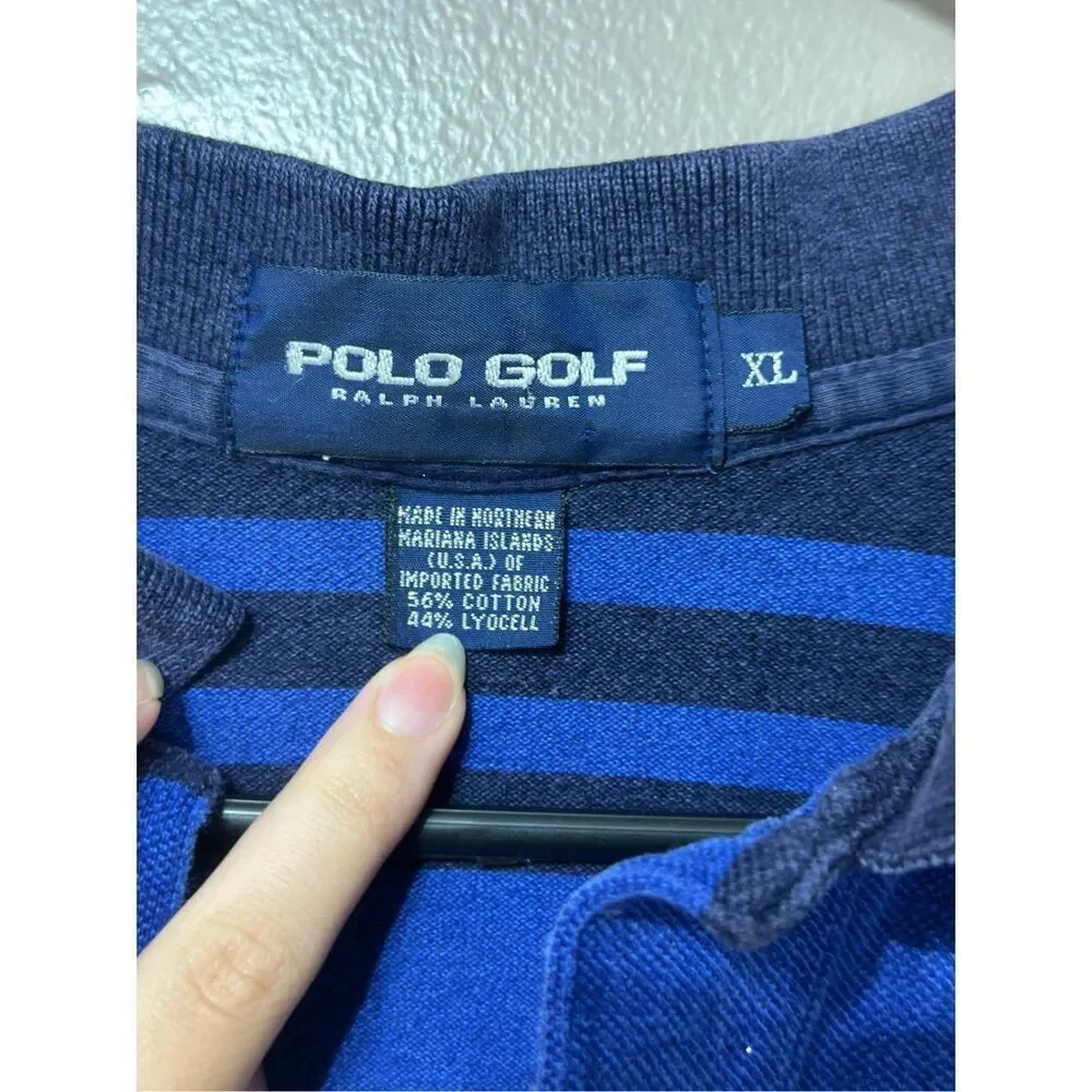 Vintage Polo Golf Ralph Lauren Stripe Classic Polo Golf Shirt Men's XL
